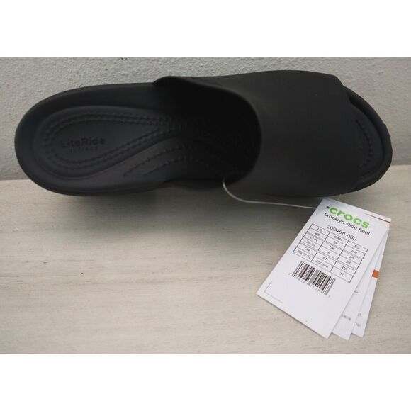 Crocs 209408-060 Women's Sz 8 Black Brooklyn Slide Heel Sandals - Picture 7 of 10